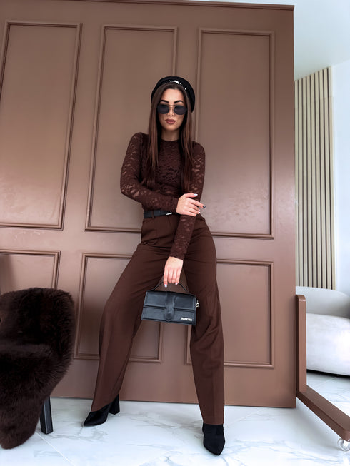 "SERENITY" mežģīņu tops HS10035 - CHOCO